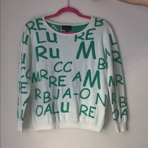 Cashmere Sweater with green letters